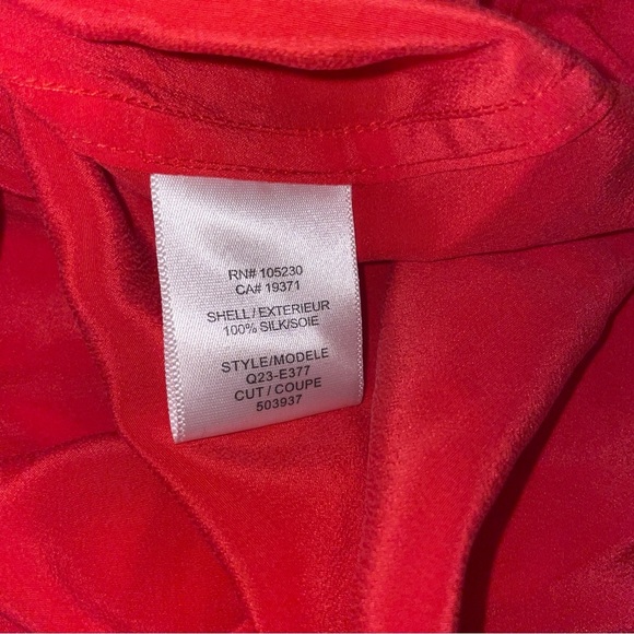 Equipment button down shirt collar popover tunic blouse red coral silk small - Picture 9 of 9